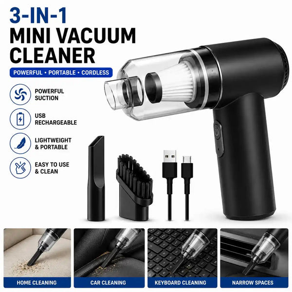 Mini USB Rechargeable Vacuum Cleaner | 3-in-1 Portable Cleaner