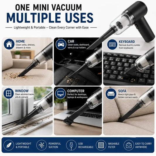 Mini USB Rechargeable Vacuum Cleaner | 3-in-1 Portable Cleaner