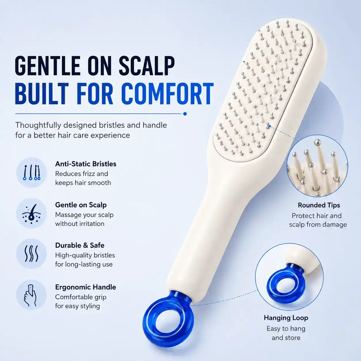Self-Cleaning Hair Brush | Easy Hair Detangling Comb