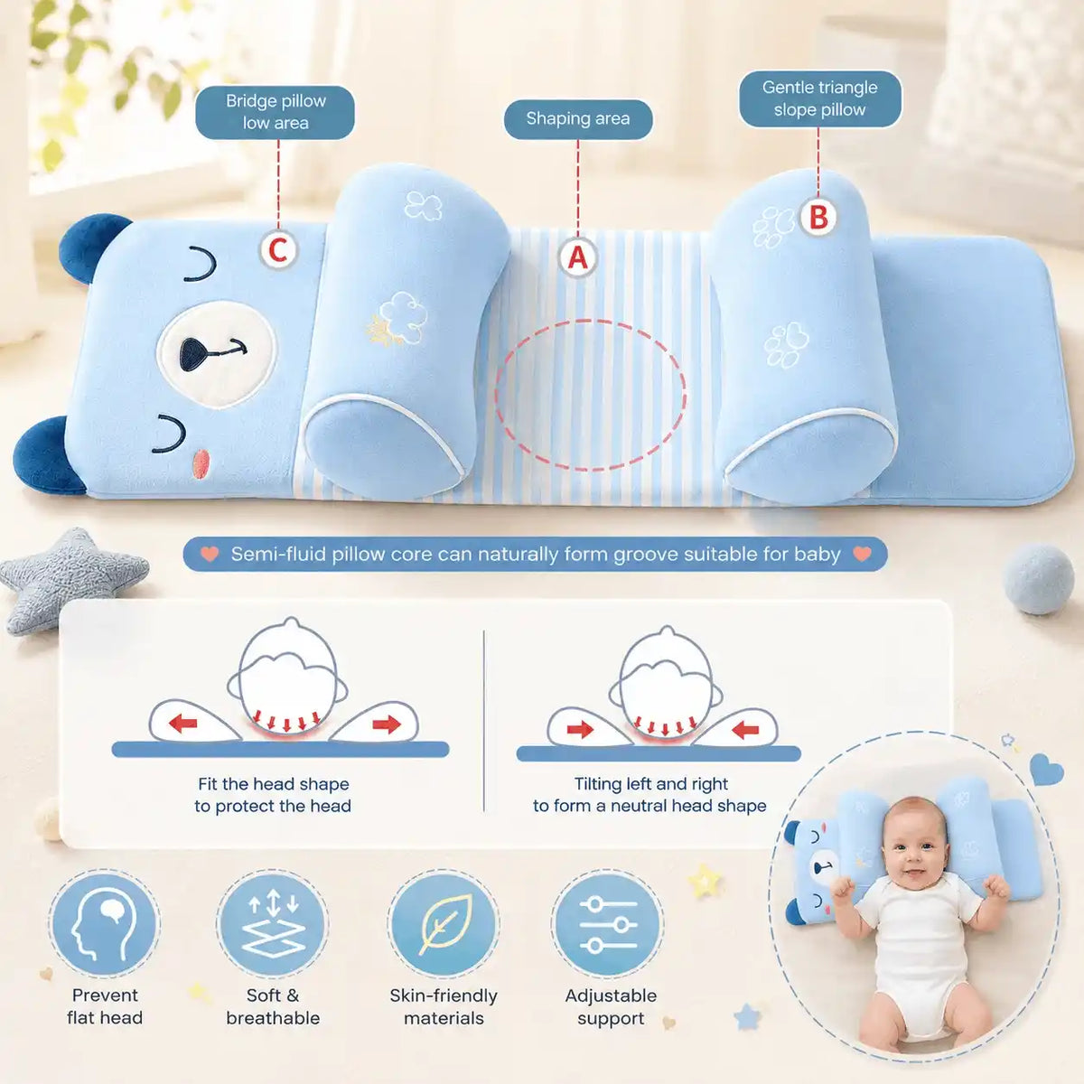 Adjustable Baby Sleeping Support Pillow